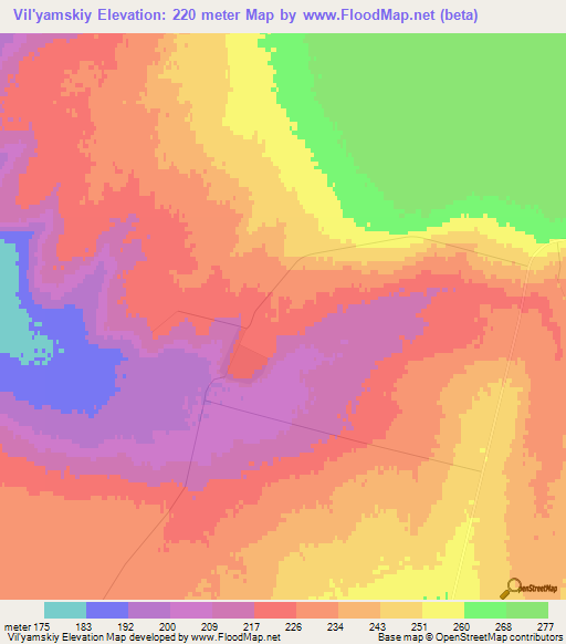 Vil'yamskiy,Kazakhstan Elevation Map