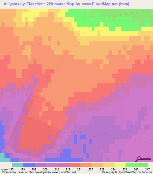 Vil'yamskiy,Kazakhstan Elevation Map