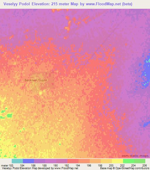 Veselyy Podol,Kazakhstan Elevation Map