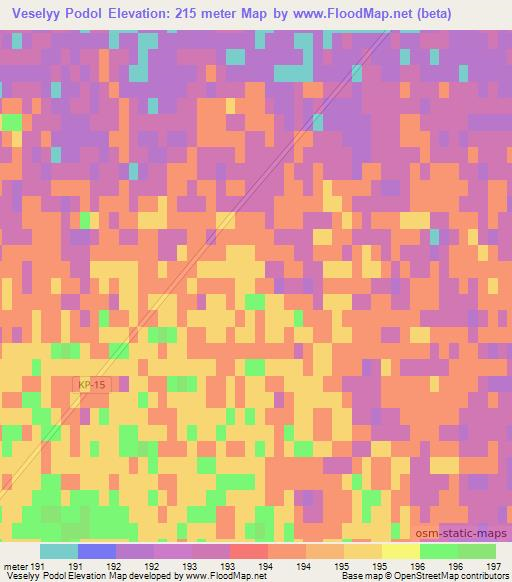 Veselyy Podol,Kazakhstan Elevation Map