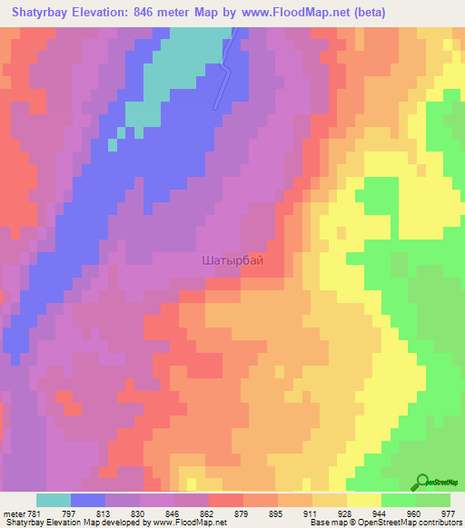 Shatyrbay,Kazakhstan Elevation Map