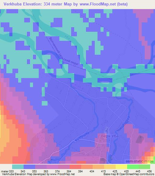 Verkhuba,Kazakhstan Elevation Map