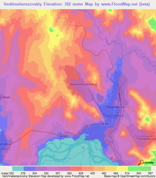 Verkhneberezovskiy,Kazakhstan Elevation Map