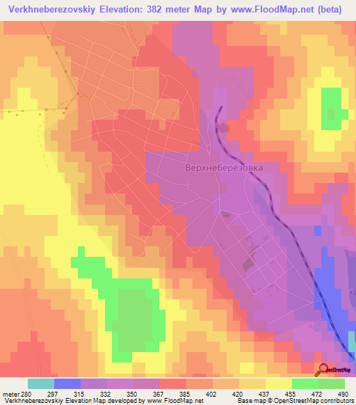 Verkhneberezovskiy,Kazakhstan Elevation Map