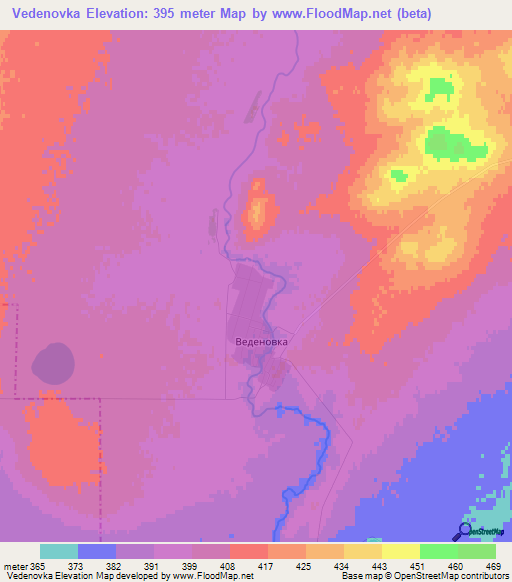 Vedenovka,Kazakhstan Elevation Map