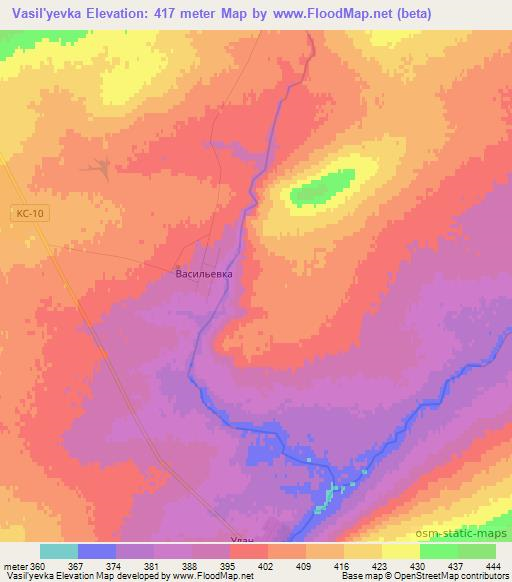 Vasil'yevka,Kazakhstan Elevation Map