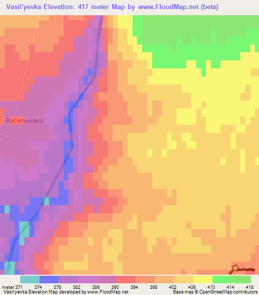 Vasil'yevka,Kazakhstan Elevation Map