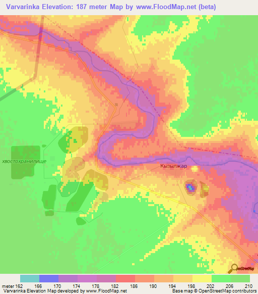 Varvarinka,Kazakhstan Elevation Map
