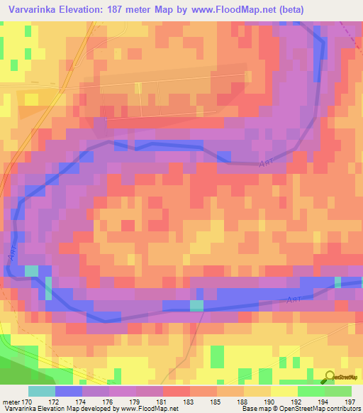 Varvarinka,Kazakhstan Elevation Map