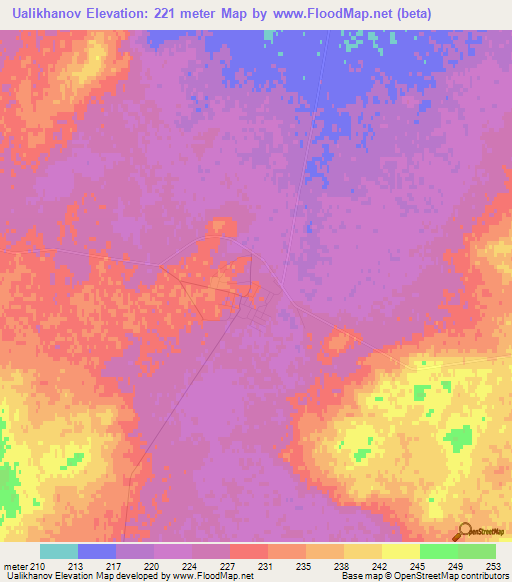 Ualikhanov,Kazakhstan Elevation Map
