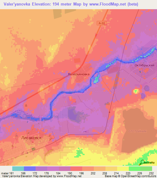 Valer'yanovka,Kazakhstan Elevation Map