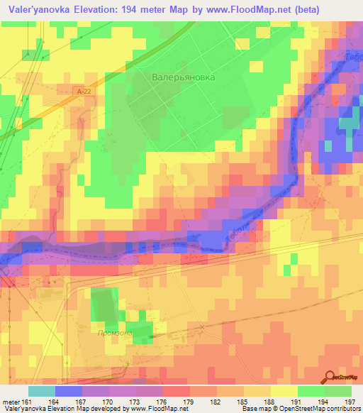 Valer'yanovka,Kazakhstan Elevation Map