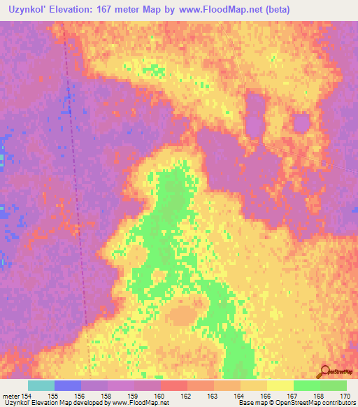 Uzynkol',Kazakhstan Elevation Map
