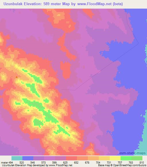 Uzunbulak,Kazakhstan Elevation Map