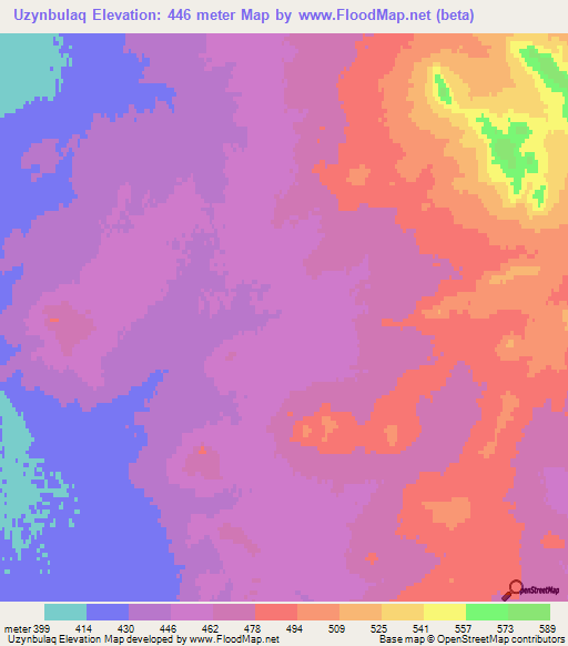 Uzynbulaq,Kazakhstan Elevation Map