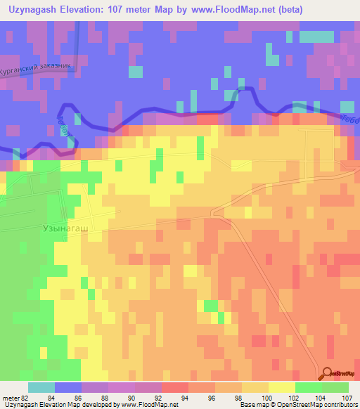 Uzynagash,Kazakhstan Elevation Map