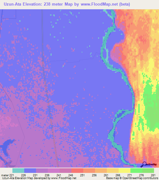 Uzun-Ata,Kazakhstan Elevation Map