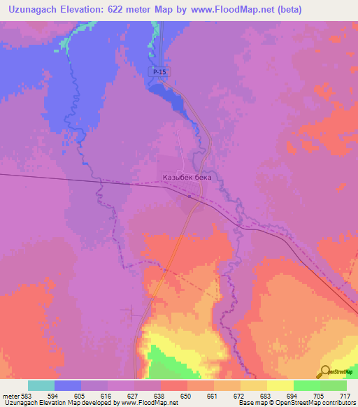 Uzunagach,Kazakhstan Elevation Map