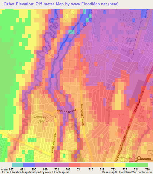 Ozhet,Kazakhstan Elevation Map