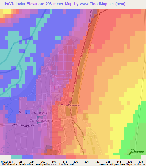 Ust'-Talovka,Kazakhstan Elevation Map