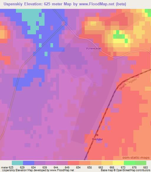 Uspenskiy,Kazakhstan Elevation Map