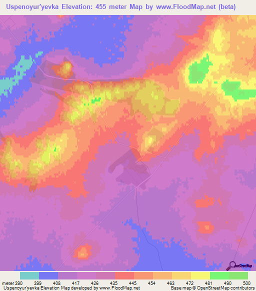 Uspenoyur'yevka,Kazakhstan Elevation Map