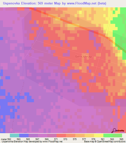 Uspenovka,Kazakhstan Elevation Map