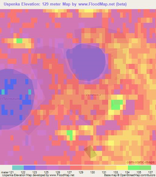 Uspenka,Kazakhstan Elevation Map