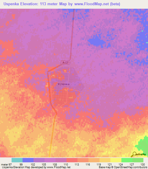 Uspenka,Kazakhstan Elevation Map