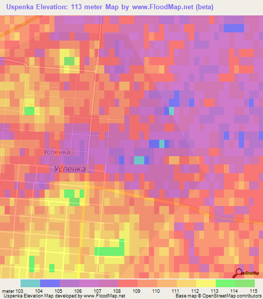 Uspenka,Kazakhstan Elevation Map