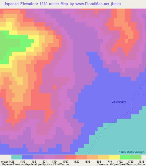 Uspenka,Kazakhstan Elevation Map