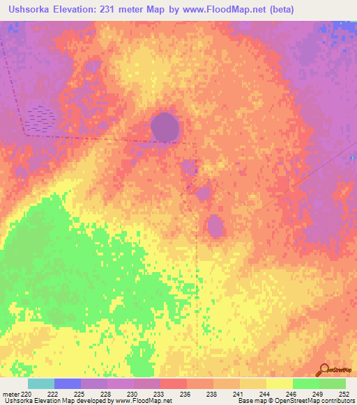 Ushsorka,Kazakhstan Elevation Map