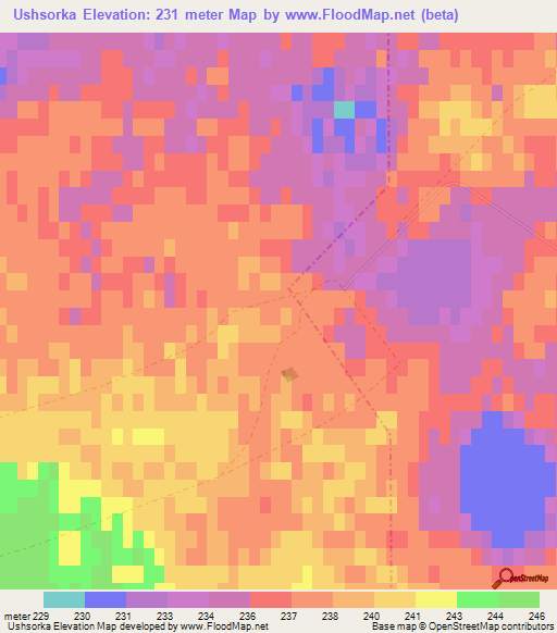 Ushsorka,Kazakhstan Elevation Map
