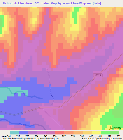 Uchbulak,Kazakhstan Elevation Map