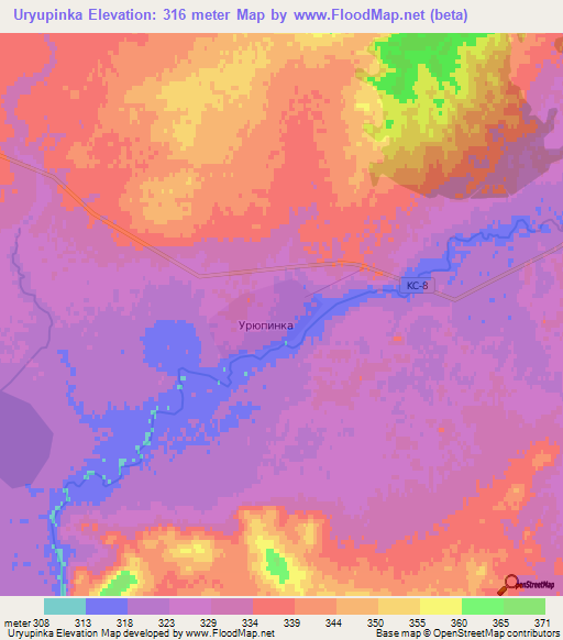 Uryupinka,Kazakhstan Elevation Map