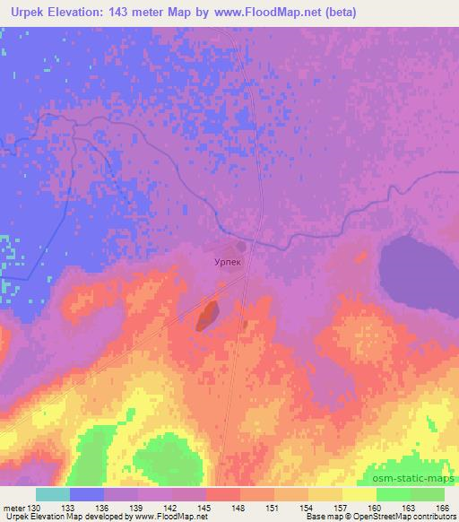 Urpek,Kazakhstan Elevation Map