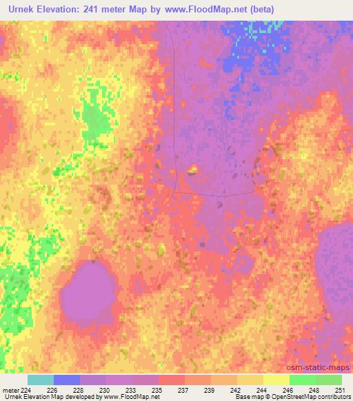 Urnek,Kazakhstan Elevation Map