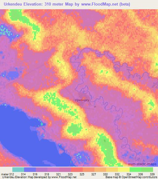 Urkendeu,Kazakhstan Elevation Map