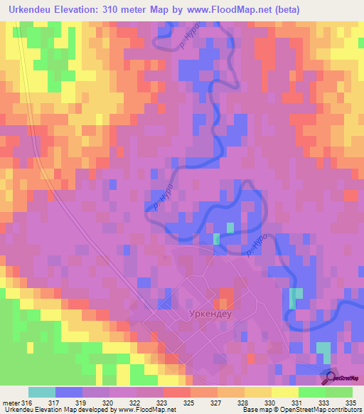 Urkendeu,Kazakhstan Elevation Map