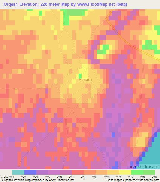 Orqash,Kazakhstan Elevation Map