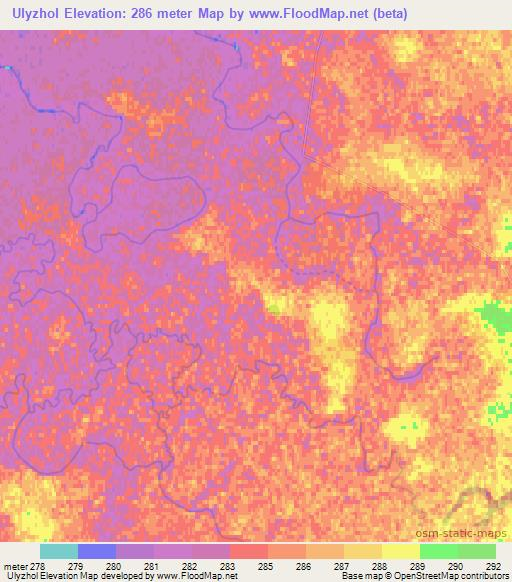 Ulyzhol,Kazakhstan Elevation Map