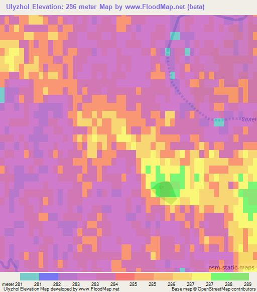 Ulyzhol,Kazakhstan Elevation Map