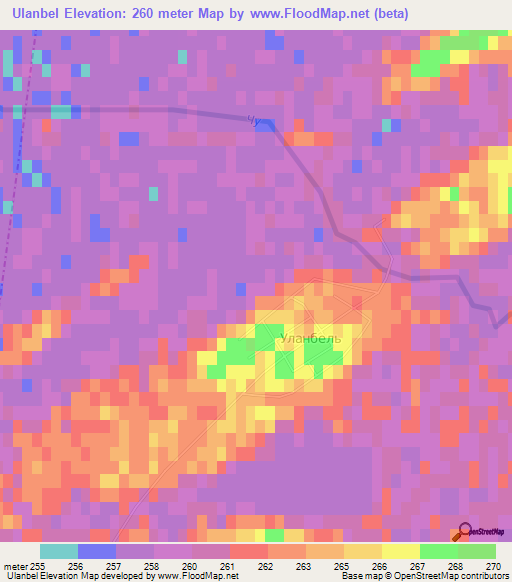 Ulanbel,Kazakhstan Elevation Map