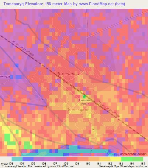 Tomenaryq,Kazakhstan Elevation Map