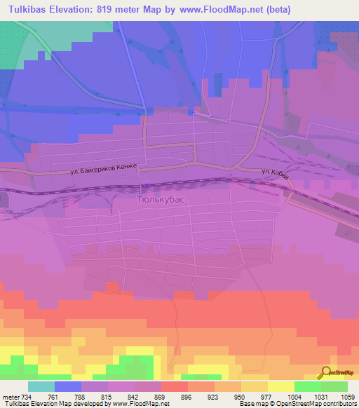 Tulkibas,Kazakhstan Elevation Map