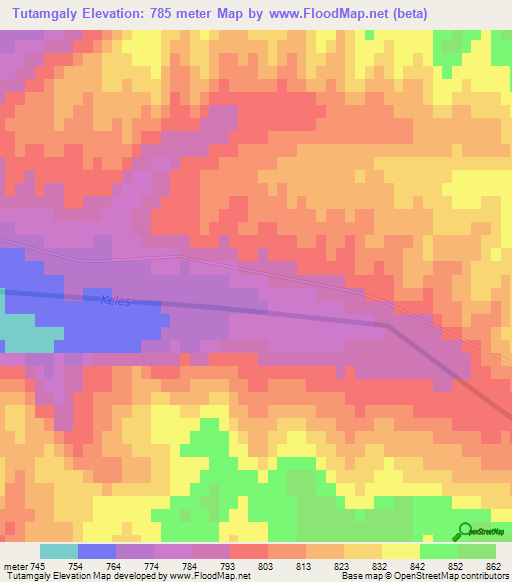 Tutamgaly,Kazakhstan Elevation Map