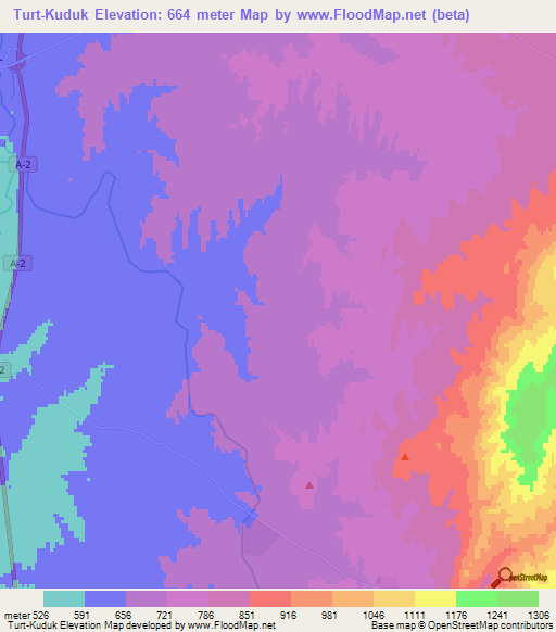 Turt-Kuduk,Kazakhstan Elevation Map