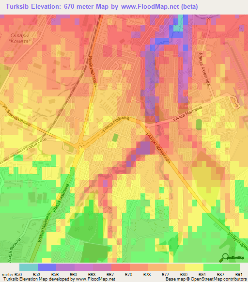 Turksib,Kazakhstan Elevation Map