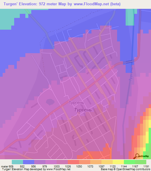 Turgen',Kazakhstan Elevation Map