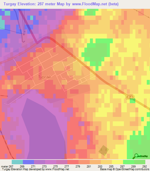 Turgay,Kazakhstan Elevation Map
